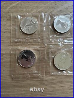 1989 Canada Silver 1 Oz $5 Coins Lot Of 10, Queen Elizabeth II. 9999 Fine