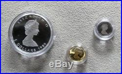 1989 Gold Platinum Silver Canada 3 Coin 10th Anniversary Proof Set In Box & Coa