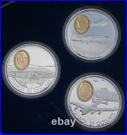 1990-94 CANADA $20 DOLLAR. 925 SILVER with24kt GOLD coin set POWERED FLIGHT