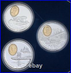 1990-94 CANADA $20 DOLLAR. 925 SILVER with24kt GOLD coin set POWERED FLIGHT