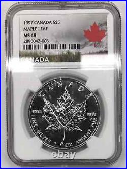 1997 CANADA Silver Maple Leaf $5 NGC MS68