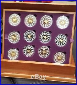 1998 2009 Canada Complete Serie Chinese Lunar Coin Set In Box Silver Gold Plated
