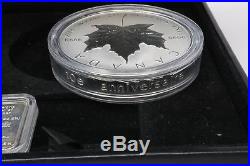 1998 Canada 50$ Fine 99.99% Silver Maple Leaf 10oz 10th Anniversary & Silver COA