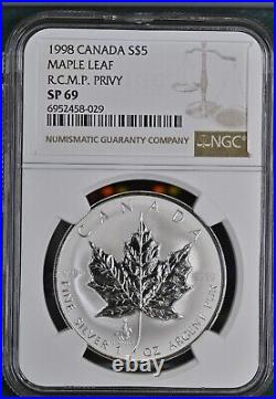 1998 Canada 5 Dollars Silver Maple Leaf RCMP Privy NGC SP69
