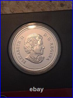 $1 Dollar Canada 2005 DCAM SILVER Proof. 40th Anniv. FLAG RED Enameled