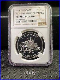 2001 CANADA SILVER $1 NATIONAL BALLET OF CANADA NGC PF 70 Ultra Cameo