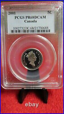 2001 Canada Beaver. 925 Silver 5 Cents Pcgs Pf68 Finest Spotless