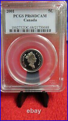 2001 Canada Beaver. 925 Silver 5 Cents Pcgs Pf68 Finest Spotless