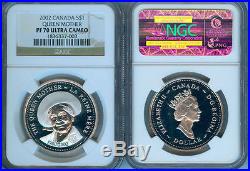 2002 Canada $1 Silver Queen Mother Ngc Pf-70 Uc Perfect