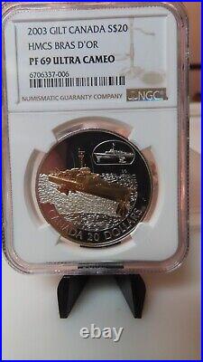 2003 Canada 1 oz Silver $20 The HMCS Bras d'or FHE-400 NGC PR PF proof 79 2003 Canada 1 oz Silver $20 The HMCS Bras d'or FHE-400 NGC PR PF proof 79