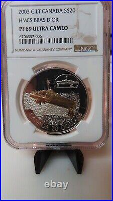 2003 Canada 1 oz Silver $20 The HMCS Bras d'or FHE-400 NGC PR PF proof 79 2003 Canada 1 oz Silver $20 The HMCS Bras d'or FHE-400 NGC PR PF proof 79