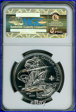 2004 Canada Silver French Sttlement Dollar Ngc Mac Ms70 Privy Spotless