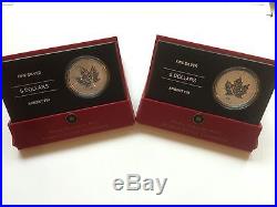 2005 Canada $5 1oz VE & VJ Privy Mark 0.9999 Silver Maple Leaf Coin Set