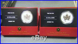 2005 Canada $5 1oz VE & VJ Privy Mark Silver Maple Leaf Coin Set. 9999 Fine