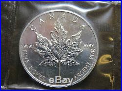 2007 1 oz SILVER MAPLE LEAF $5 CANADIAN CANADA COIN MYLAR POUCH SEALED