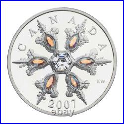 2007 Canada $20 Sterling Silver Coin Iridescent Crystal Snowflake