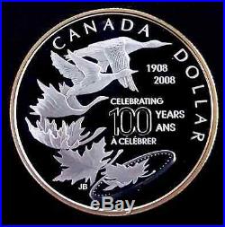 2008 $1 Canada Fine Silver Proof Mint 100th Ann. Special Edition with CASE + COA