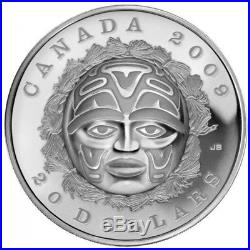 2009 Canada PURE SILVER $20 SUMMER MOON MASK Coin