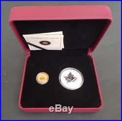 2010 Canada Piedfort 2 Coin Gold & Silver Maple Leaf Set