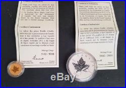 2010 Canada Piedfort 2 Coin Gold & Silver Maple Leaf Set