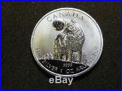 2011 $5 1 oz SILVER TIMBER WOLF MAPLE LEAF CANADA RCM WILDLIFE SERIES