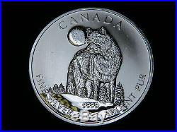 2011 $5 1 oz SILVER TIMBER WOLF MAPLE LEAF CANADA RCM WILDLIFE SERIES