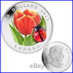 2011 Canada $20 Fine Silver Coin Tulip with Glass Ladybug