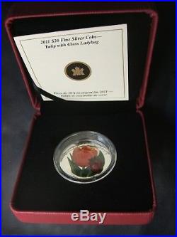 2011 Canada $20 Tulip with Venetian Glass Ladybug Fine Silver low COA # 431
