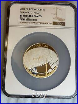 2011 Canada Oversize Silver Coin Toronto City Map NGC PF68