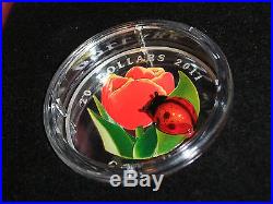 2011 Canada Tulip with Ladybug Venetian Glass $20 Fine Silver Coin