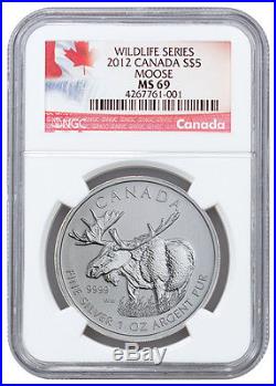 2012 Canada 1 Oz. 9999 Fine Silver $5 Moose NGC MS69 EXCLUSIVE LABEL SKU25893