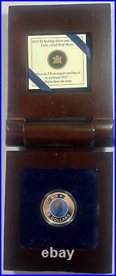 2012 Canada $5 Sterling Silver & Niobium Full Wolf Moon Coin in Orig Gvt Pack
