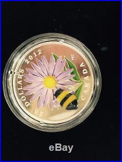 2012 Canada Fine Silver $20 Coin Aster with Venetian Glass Bumble Bee