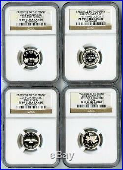 2012 Canada Ngc Pf69 Ucam Farewell To The Penny 4 Coin Silver 1 Cent Set