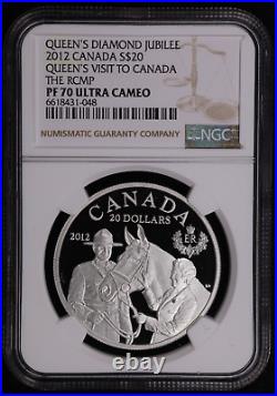 2012 Canada Silver $20 Proof coin, The Queen Visits RCMP NGC PF 70 UC