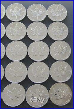 2012 Uncirculated Roll. 999 1 oz Canada Maple Leaf 25 BU Coins Mint Tube #7037