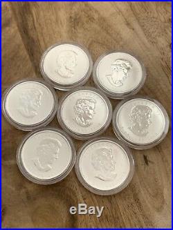 2013 (7) 1 oz Canada. 9999 Silver Maple Leaf In Airtight Capsule From Coin Tube
