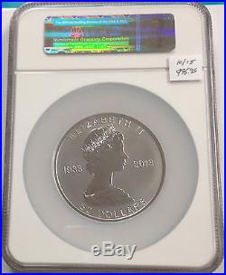 2013 CANADA MAPLE LEAF 25TH ANNIVERSARY 5 OZ. 9999 SILVER S$50 PF70 REVERSE NGC