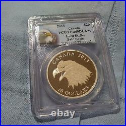 2013 CANADA SILVER $20 PCGS PR69DCAM Bald Eagle Portrait of Power FIRST STRIKE