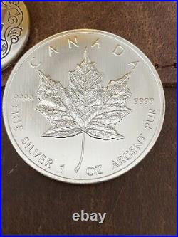 2013 CANADA Silver Maple Leaf, Lot / Roll of Qty 25, BU 1 Troy OZ Silver Coins