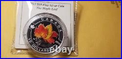 2013 Canada $10 Silver Gem Proof Coin The Coloured Maple Leaf