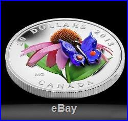 2013 Canada $20 Murano Venetian Glass Butterfly 1oz Silver Proof Coin coloured