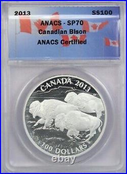 2013 Canada Bison Silver $100 Coin, ANACS SP70, Special Strike Uncirculated