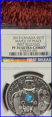 2013 Canada MAPLE OF PEACE First Releases PF 70 ULTRA CAMEO. ONLY ONE ONLINE
