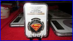 2013 Canada Proof. 999 Silver 1 oz $20 Colorized Superman Shield NGC PF 69