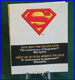 2013 Canada Superman Metropolis Achromatic Hologram $20 pure silver