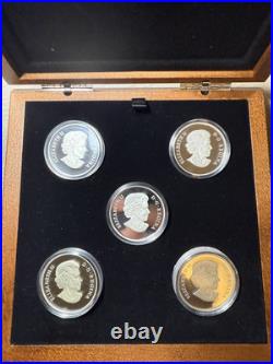 2013 Fine silver 1 oz Canada $25 O Canada 5 Coin Set Box COA OGP