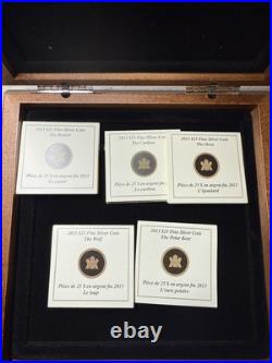 2013 Fine silver 1 oz Canada $25 O Canada 5 Coin Set Box COA OGP