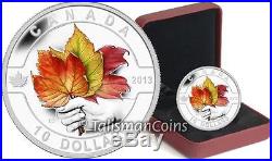 2013 Oh! Canada Series 11 Color Maple Leaf $10 Pure Silver Proof Three Leaves