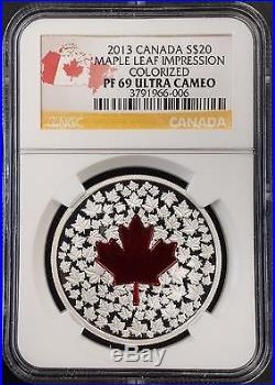 2013 Proof Canada Twenty Dollar, Maple Leaf Impression coin! PF 69 Ultra Cameo